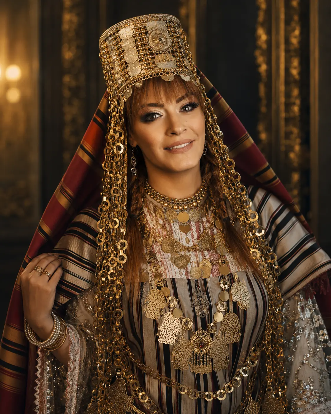 Hela Melki in traditional Tunisian dress and jewellery